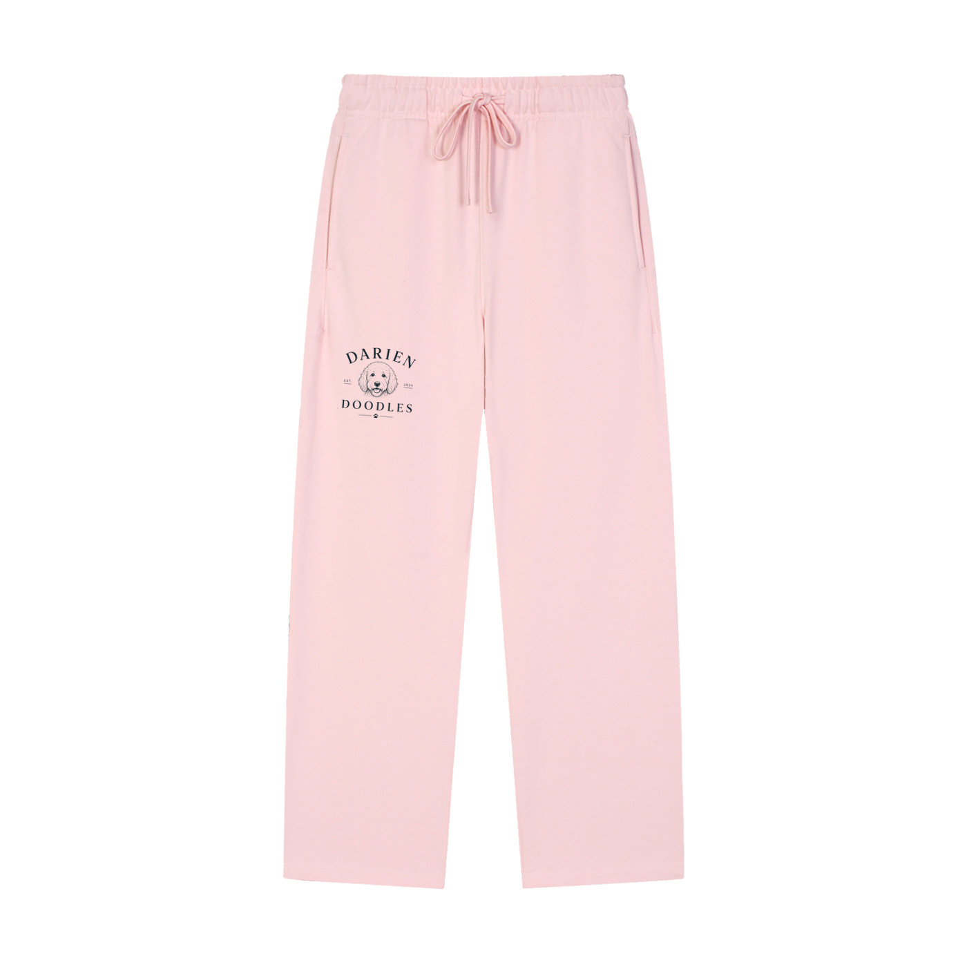 Darien Doodles Solid Color Straight-Leg Sweatpants