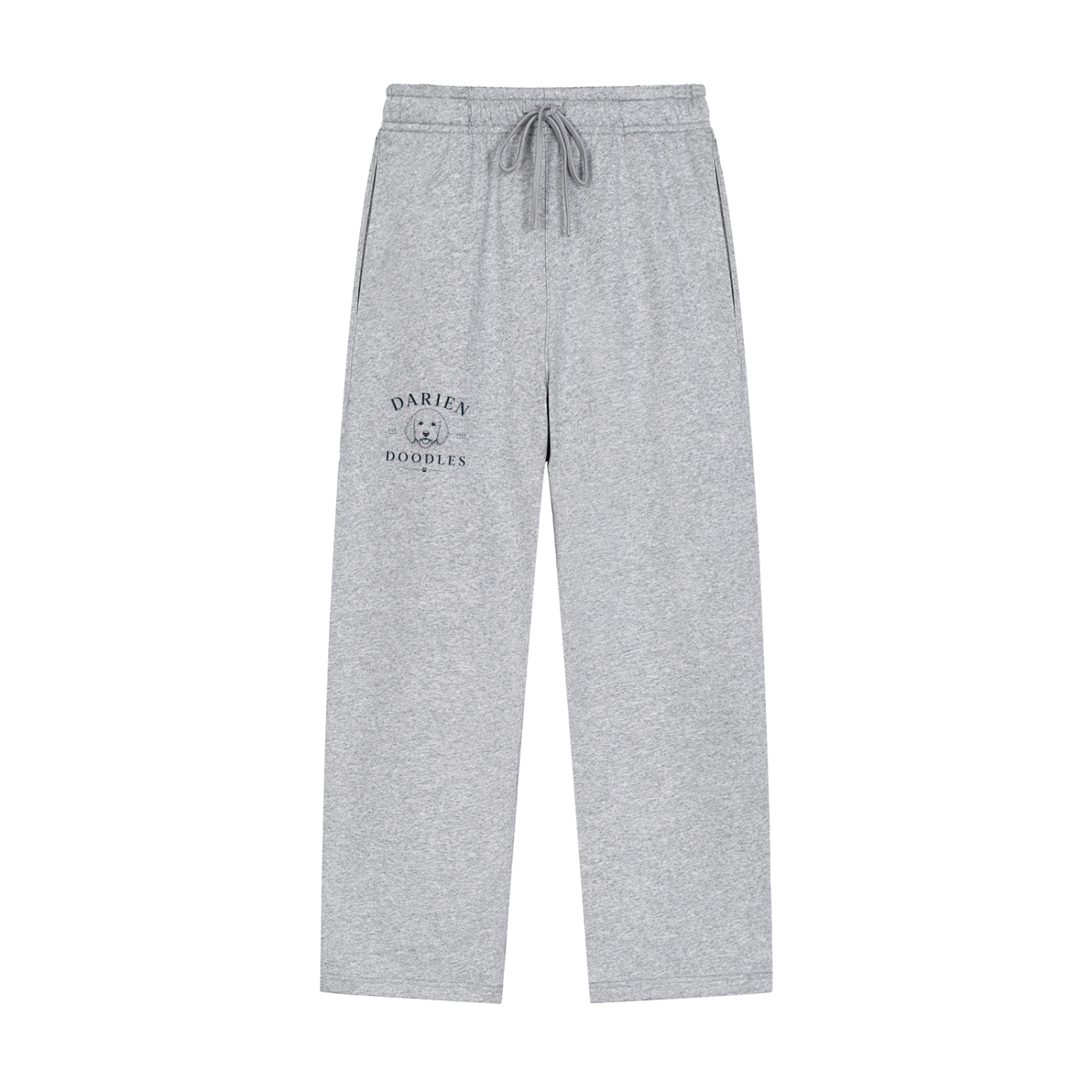 Darien Doodles Solid Color Straight-Leg Sweatpants