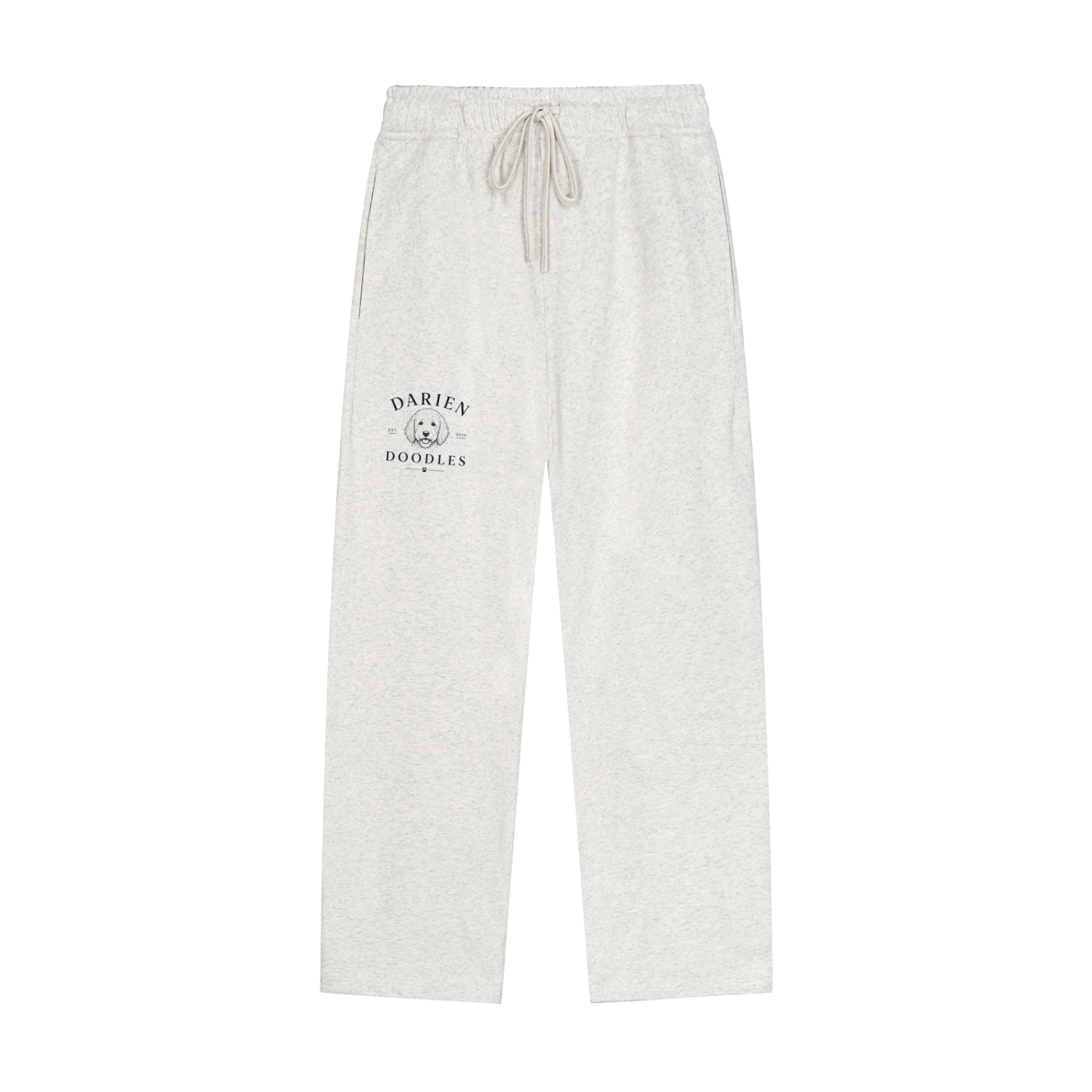 Darien Doodles Solid Color Straight-Leg Sweatpants
