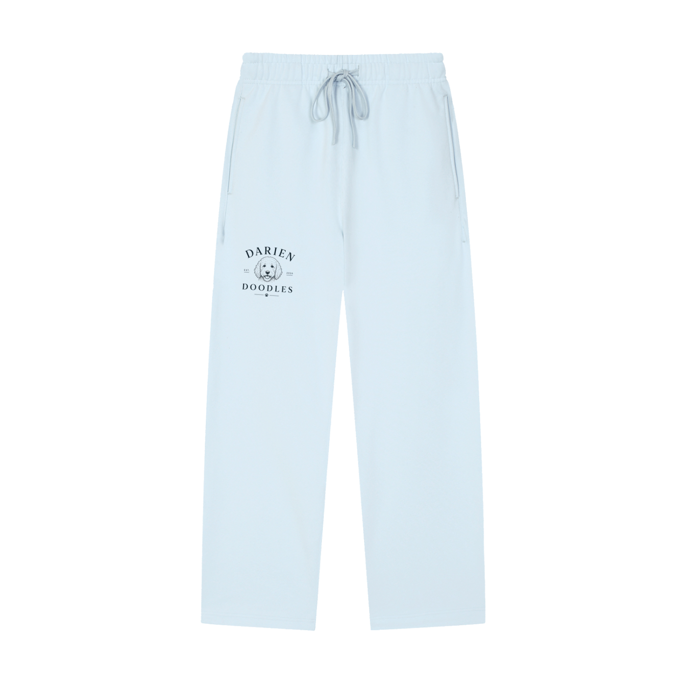 Darien Doodles Solid Color Straight-Leg Sweatpants