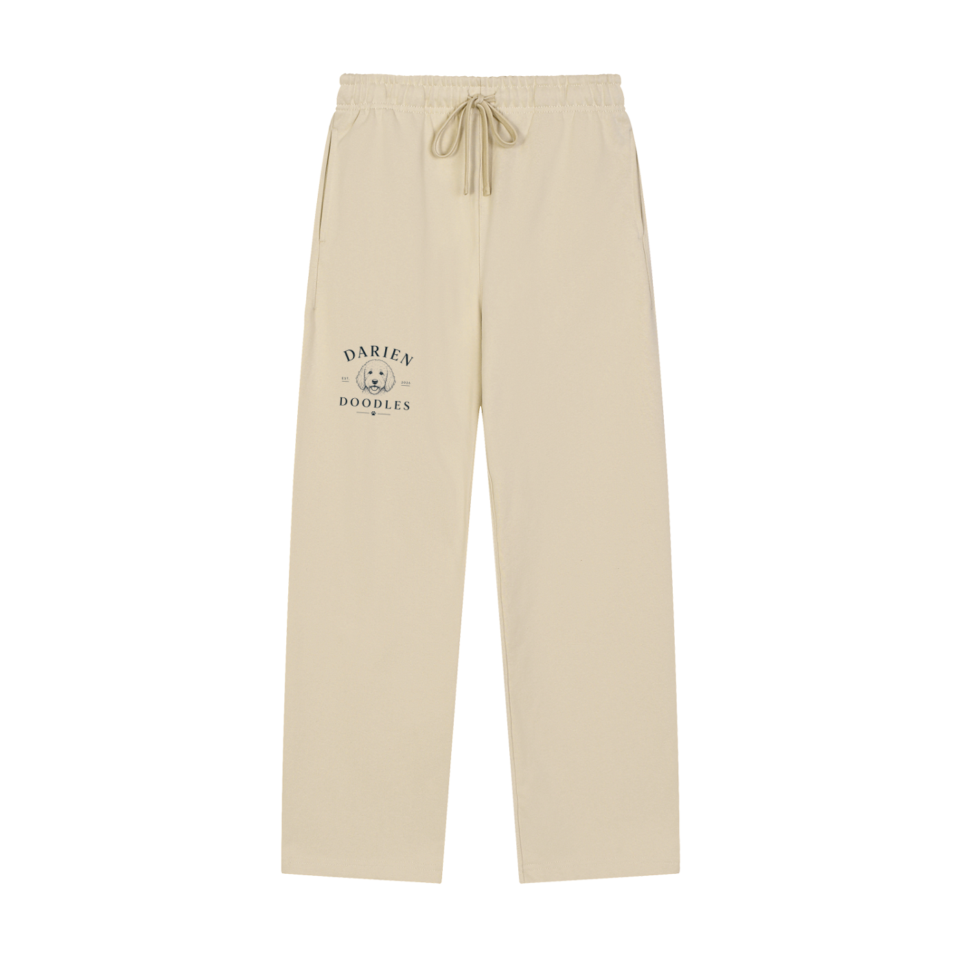 Darien Doodles Solid Color Straight-Leg Sweatpants